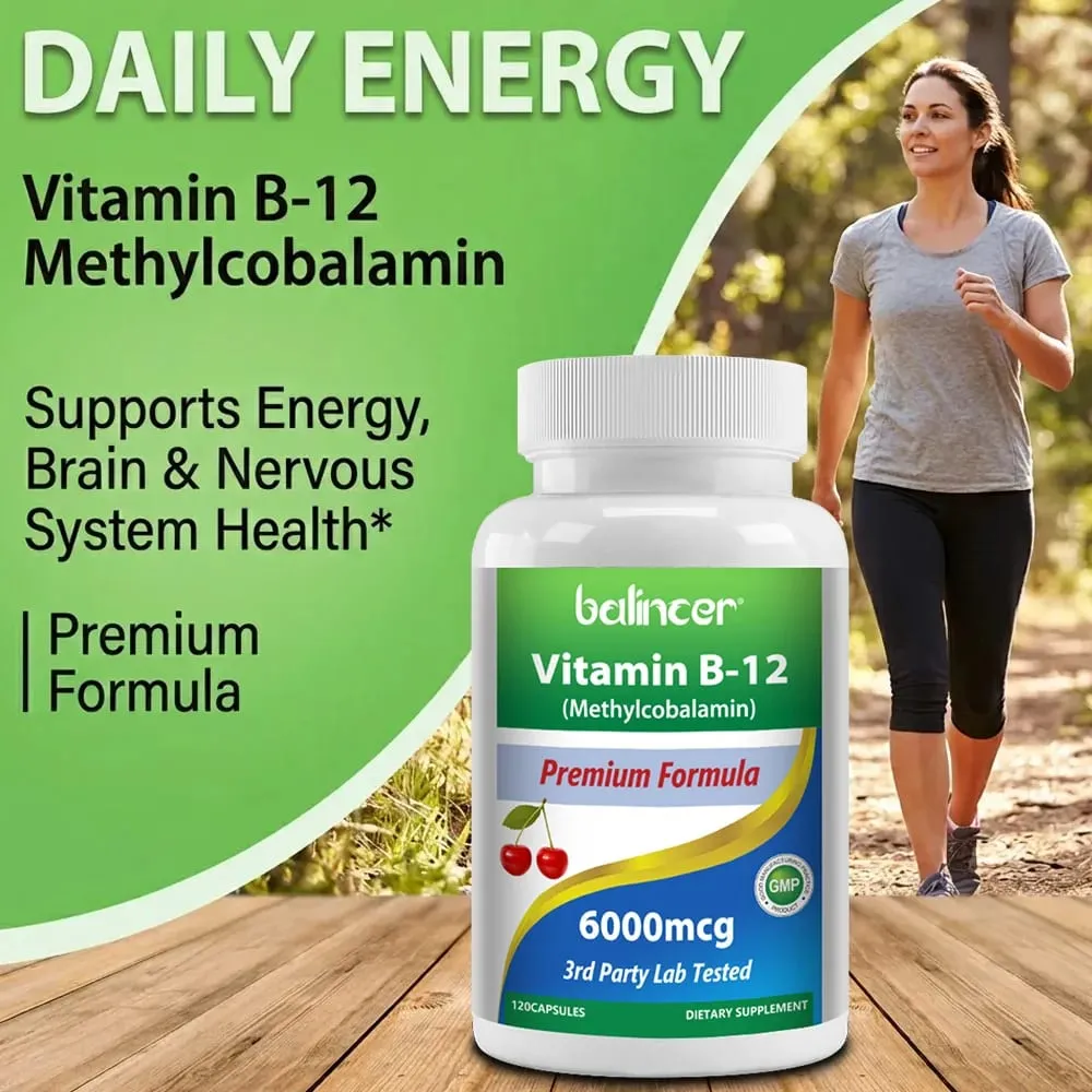 Doplněk vitamínu B12 6000 mcg - Energie Mozek Paměť Nálada Funkce srdce Podpora nervového a imunitního systému 30/60/120 tobolek — image 7