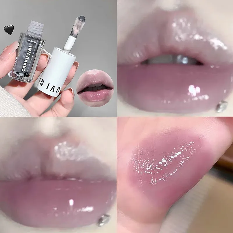 Trasparente Trasparente Grigio Viola Lucidalabbra Idratante Asciugatura Labbra Specchio Smalto per labbra Tinta Plumper Idratante Olio per labbra in cristallo Trucco — image 3