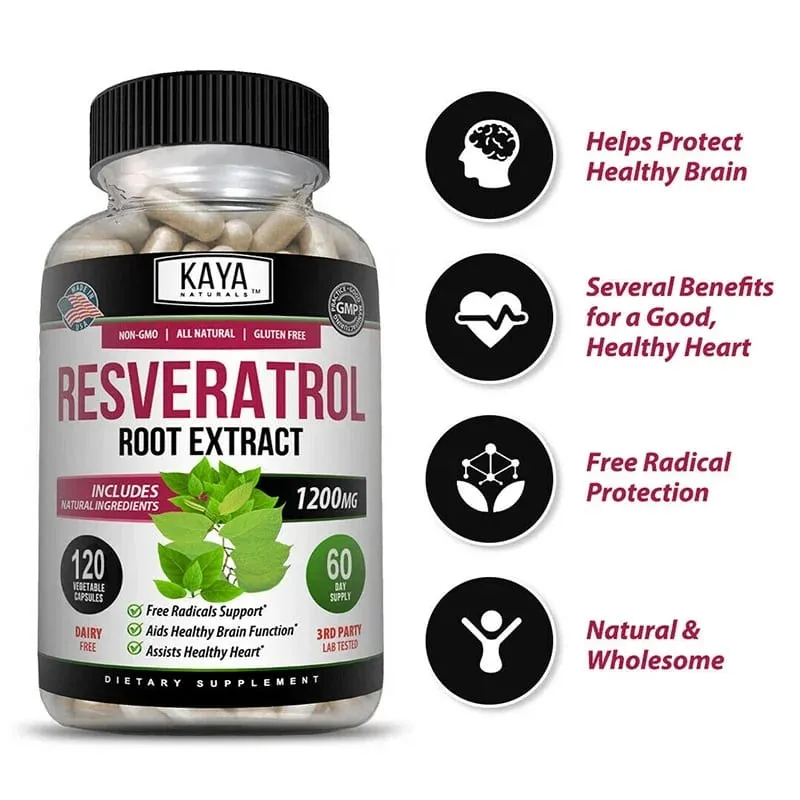 Kapsul Resveratrol - Suplemen Antioksidan untuk Mendukung Kesehatan Peredaran Darah dan Kesehatan Secara Keseluruhan - Non-GMO — image 3