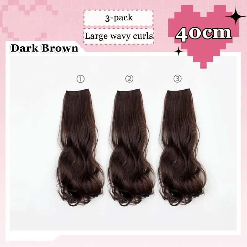 3 Teile/satz 6Clips Haar Verlängerung Schwarz Lange Große Wellenförmige Locken Natürliche Haar Haarteil Hitzebeständige Faser Für Frauen Frisur — image 9