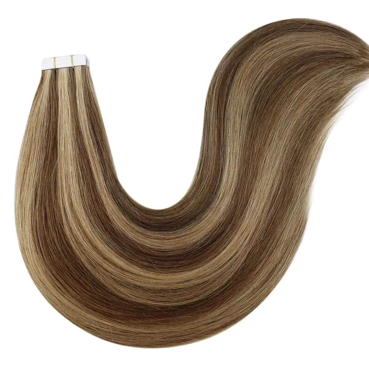 Lige tape i hårextensions Ægte menneskehår sømløs tape i menneskehår extensions 50 gram 20 stk. usynlig brun tape ins. — image 7