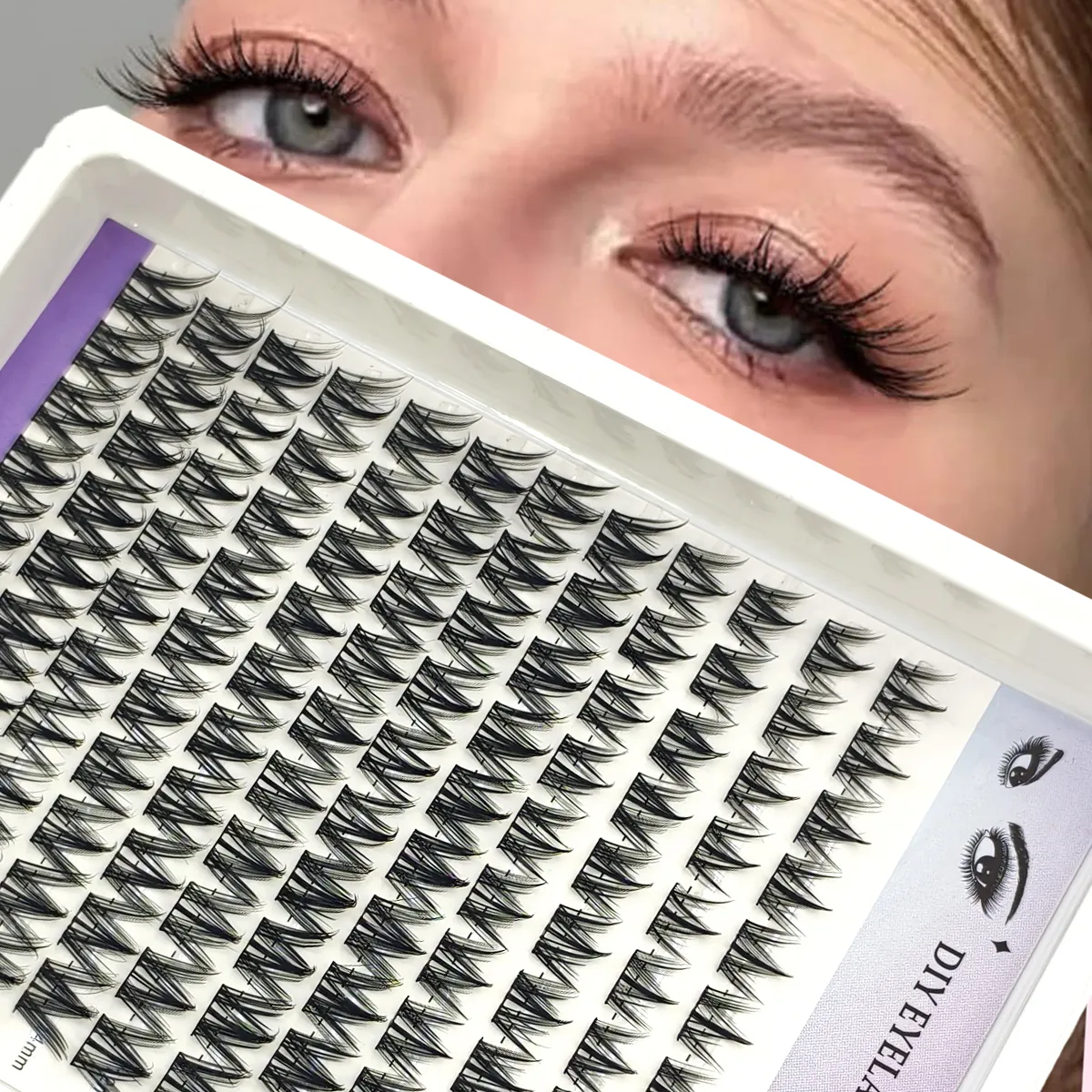 12 file Fai Da Te Cluster Ciglia 8-16mm Cat Eye Lashes Fascia Invisibile Premium Visone Manga Lash Cluster Stile Naturale Cils Finti — image 2