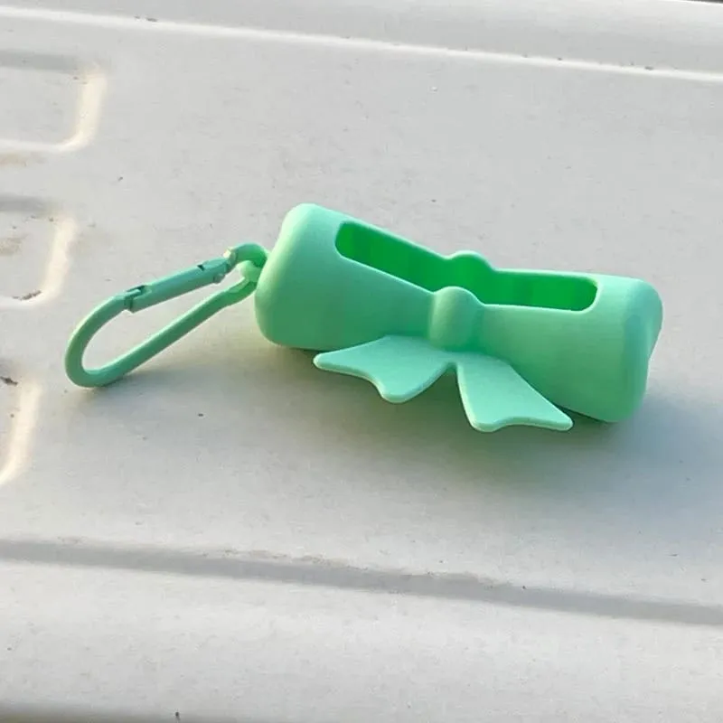 Bow Candy Peanut Shape Silikon Penutup Gincu Rantai Kunci Beg Simpanan Gincu Warna Pepejal Pemegang Balsem Bibir Ringan — image 16