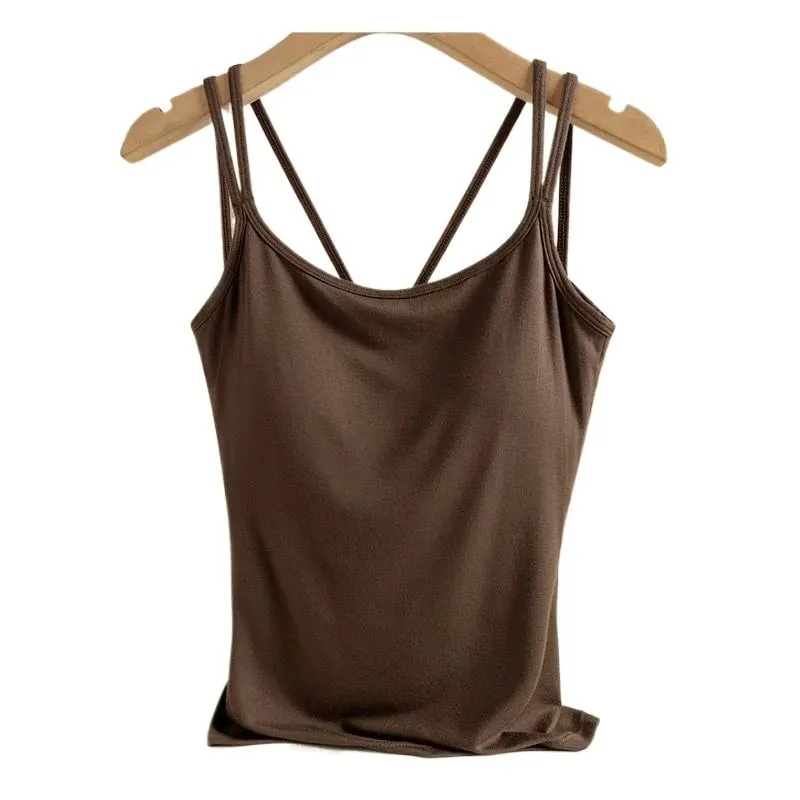 Atasan Kamisol Modal untuk 40-100Kg Ukuran Besar dengan Rompi Suspender Terintegrasi Bantalan Dada untuk Wanita Tank Top Pakaian Dalam Dasar — image 7