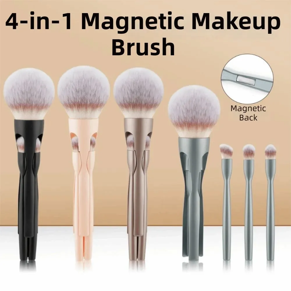 4 pezzi 4 in 1 set di pennelli per trucco aspirazione magnetica pennello per fard in polvere pennelli per trucco da viaggio pennello per correttore morbido — image 2