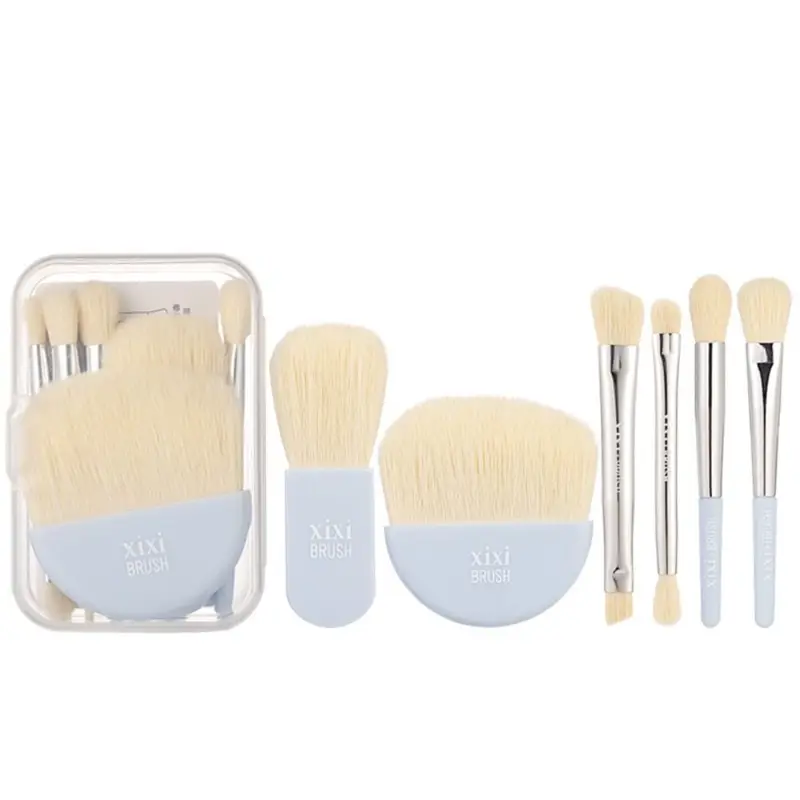 Bộ 6 Cọ Trang Điểm Mini Có Hộp Di Động Mềm Mại Du Lịch Che Khuyết Điểm Bàn Chải Làm Đẹp Kem Nền Phấn Mắt Dụng Cụ Lông Mi Bàn Chải — image 1