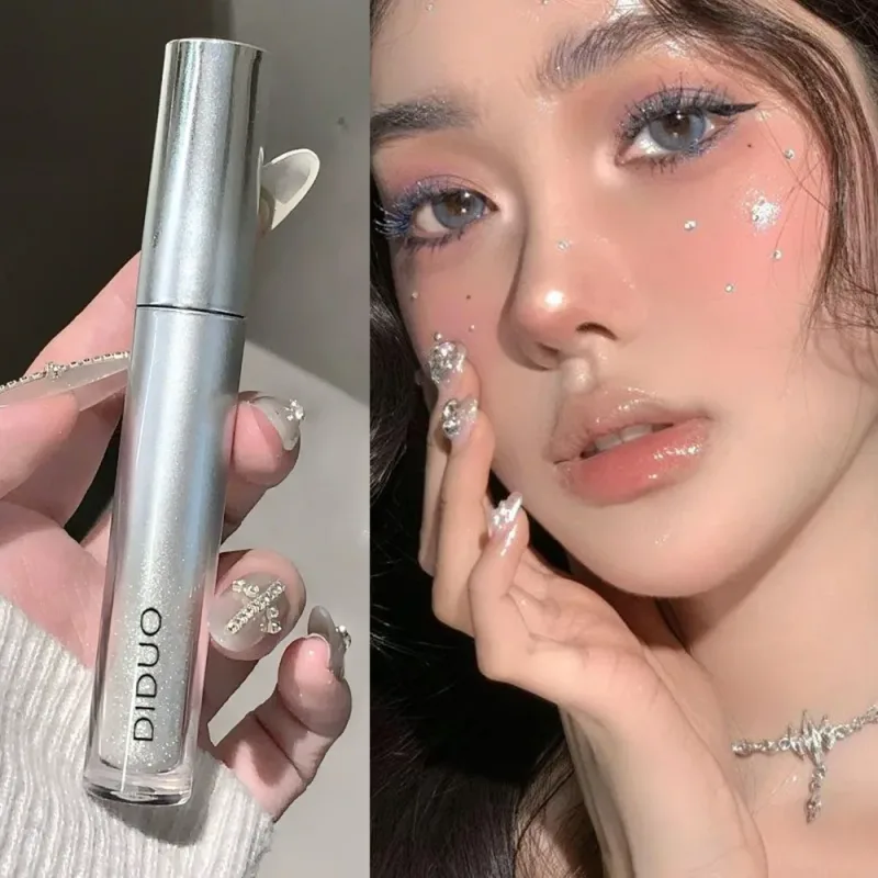Silbrig glänzende Wimperntusche, feiner Glitzer, Highlight, verlängernd, kräuselnd, kein Verschmieren, wasserfest, natürliches, funkelndes 3D-Augen-Make-up