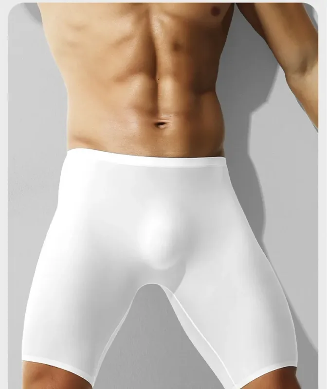 Mens Underwear Boxers Shorts Hombre Seamless Panties Man Solid Slim Ice Silk Pouch Long Leg Underpants L-6XL Cueca Calzoncillo — image 20