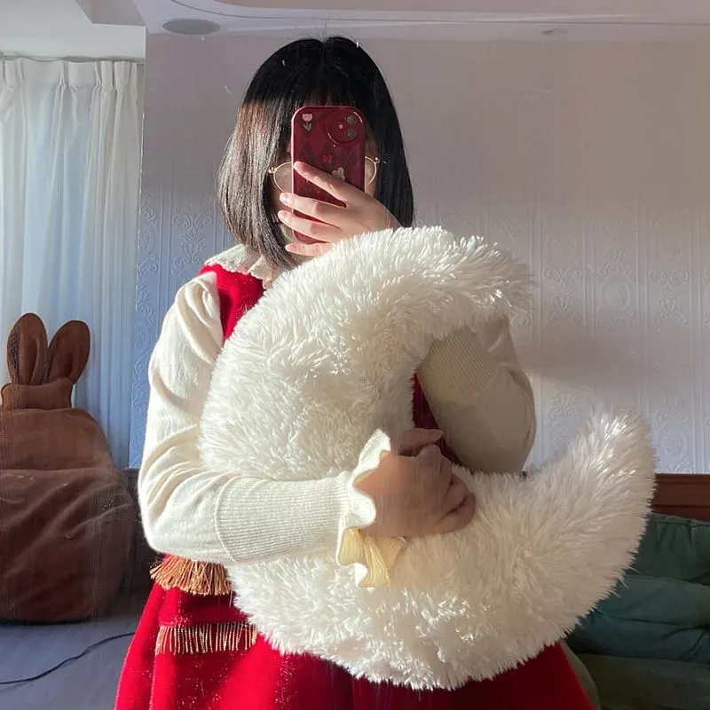 Bantal Berbulu Mainan Mewah Awan Bintang Bulan Putih Boneka Kartun Comel Cuaca Bantal Boleh Peluk Hiasan Bilik Tidur Kusyen Sofa — image 6