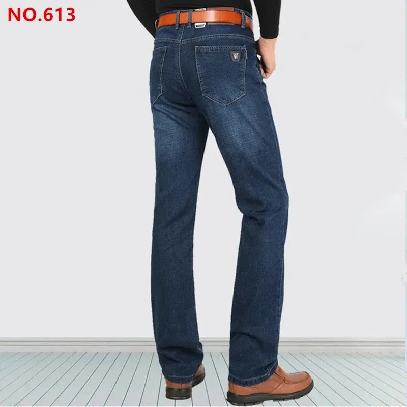 Extra Long Pants 117CM Tall Men 195CM Plus Size 42 44 46 Classic Blue Stretched High Waisted Elastic Trousers Denim Slim Jeans — image 13