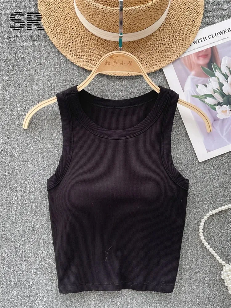 Ærmeløs striktop Dame Rygløs koreansk BH O-hals Solid elastisk talje Dame Elegant Mode Casual Crop Top — image 4