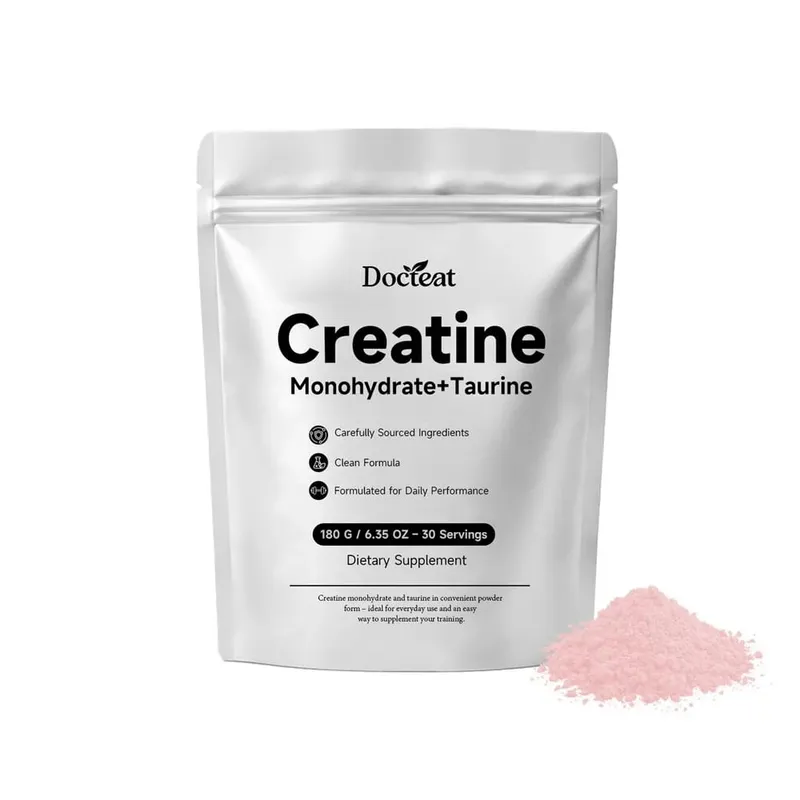 Creatine Monohydrate Taurine Powder 180g 30 Servings Muscle Strength Endurance Performance Workout Fitness Training Supplement