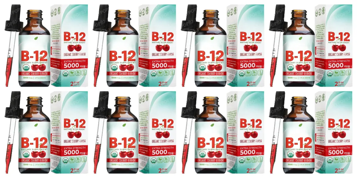Methylcobalamin B12 Menjatuhkan 5000mcg Vitamin B12 Cecair Tambahan Sublingual Perisa Ceri Vegan Pemakanan Harian Tanpa Gula 60ml — image 11