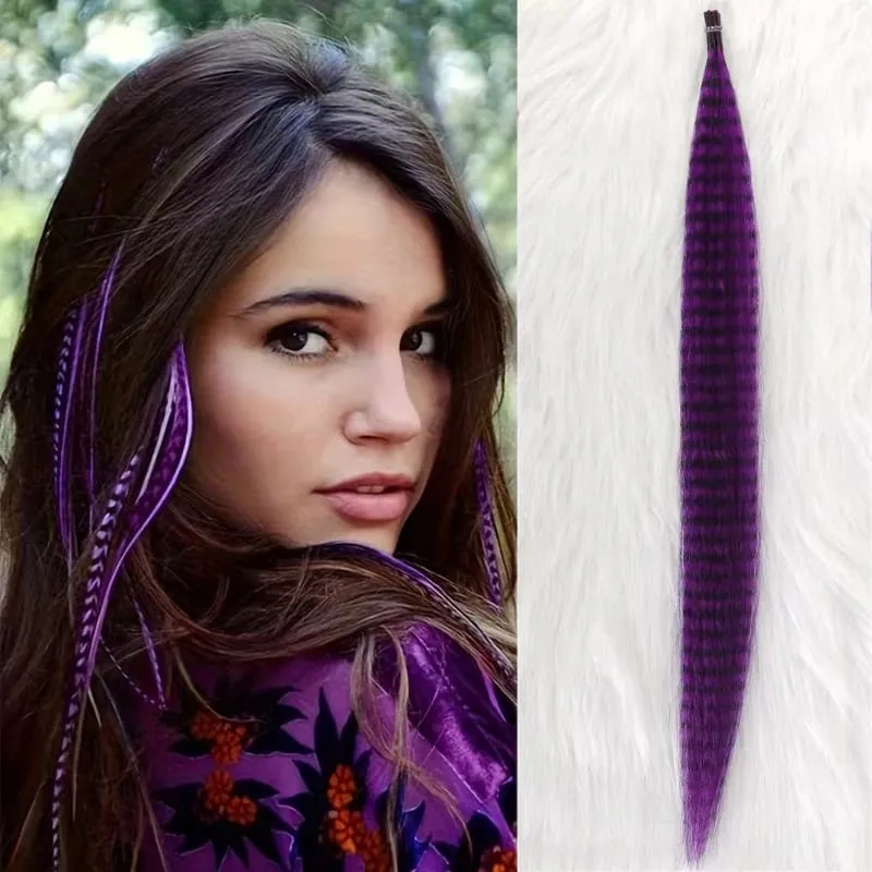 10-Piece Rainbow Synthetic Feather Extensions Multicolor 16-Inch Hair Add-ons Suitable for Women — image 8