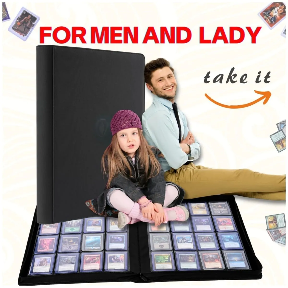 Carpeta de carga superior de 16 bolsillos con capacidad para 640 cargadores superiores: fundas premium para carpetas de carga superior para tarjetas rígidas de 3' x 4'