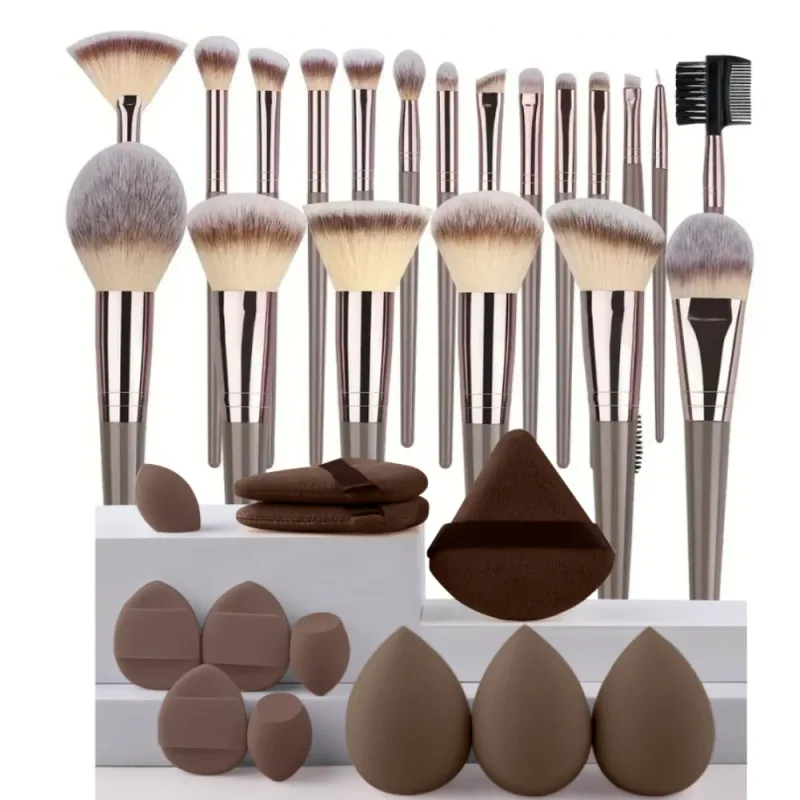 סט מברשות איפור 3-20 יחידות צלליות Fluffy Foundation קונסילר סומק סימון תיבת אחסון קוסמטיקה לנשים כלי יופי