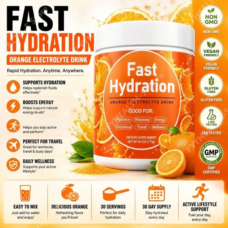 Boisson électrolytique en poudre à la pastèque avec sodium, potassium, magnésium, calcium, vitamine C B12, 30 portions, soutien quotidien à l'hydratation — image 2