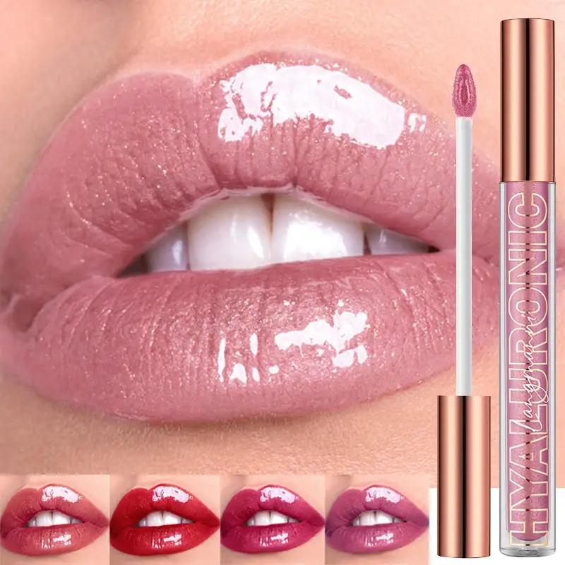Pearlescent Glitter Plumping Lip GLOSS Diamond Glitter Nude สีชมพู Liquid ลิปสติก SHINY Glass กันน้ำเซ็กซี่ Lip Tint Lip Makeup — image 2