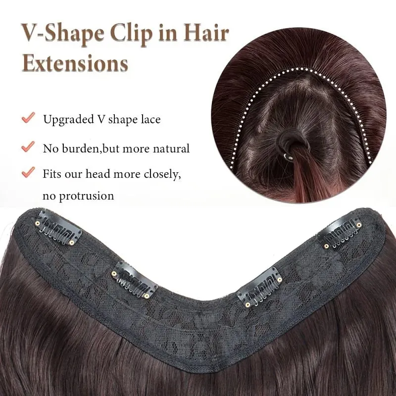 Estensioni sintetiche per capelli ricci ondulati lunghi a forma di V da 24 pollici Fibra morbida resistente al calore Parrucchino per acconciature da festa quotidiane per donne — image 4