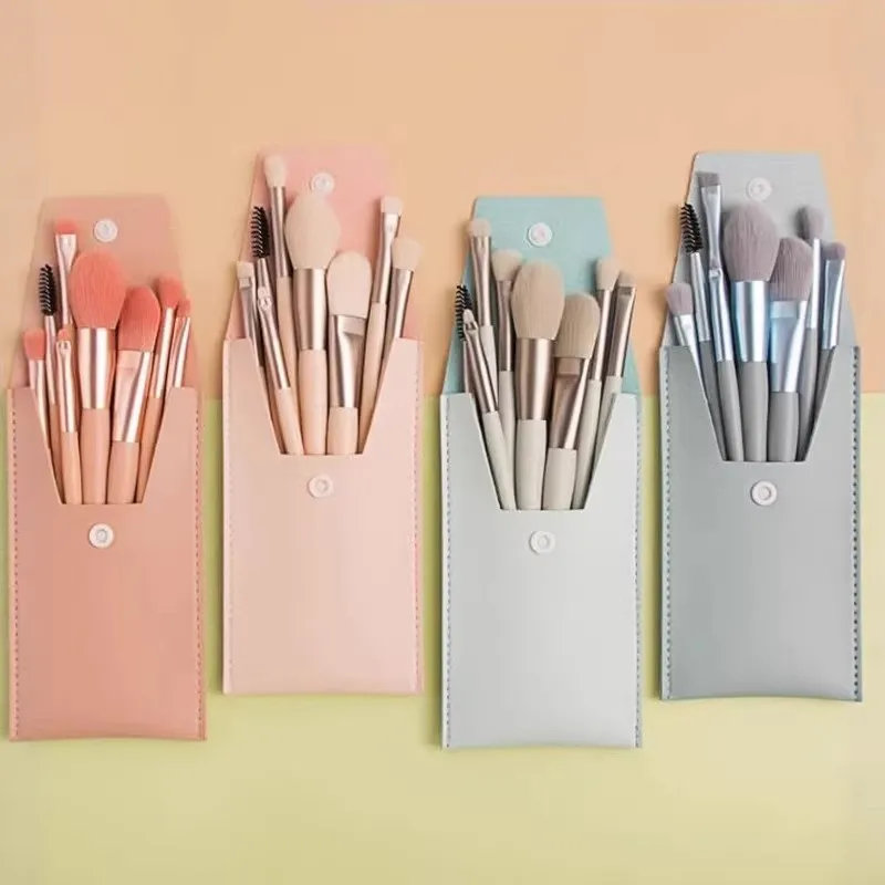 Sada 8 ks mini makaronových štětců na make-up Přenosné kosmetické nástroje pro začátečníky pro tvářenku na oční stíny Kompletní sada kosmetických štětců — image 1