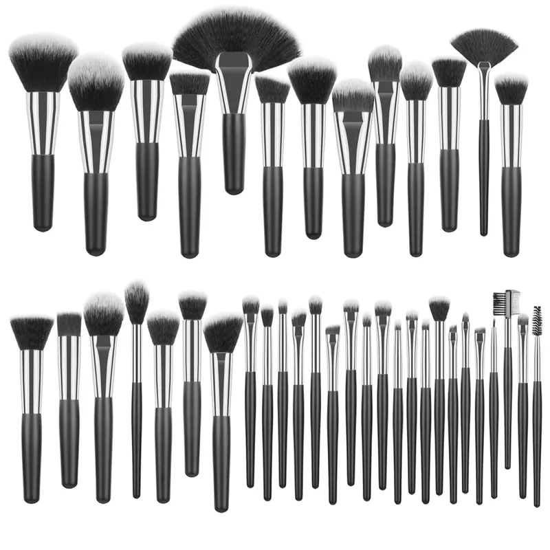 Professionelles 40-teiliges Make-up-Pinsel-Set mit kurzem Griff und Tasche, komplettes Highlight-Concealer-Brauen-Werkzeug für die tägliche Ausbesserung und auf Reisen — image 7