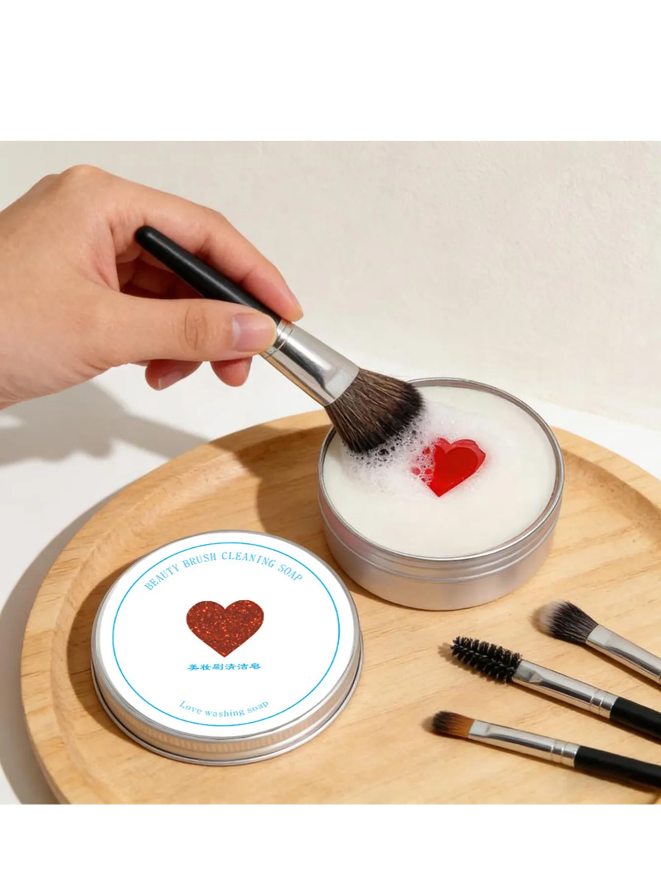 Sapone per la pulizia dei pennelli da trucco portatile Sapone detergente naturale multiuso riutilizzabile per cosmetici da viaggio Pulizia profonda veloce ed efficace per pennelli da trucco Piumini da cipria Vari prodotti per il lavaggio di bellezza — image 4
