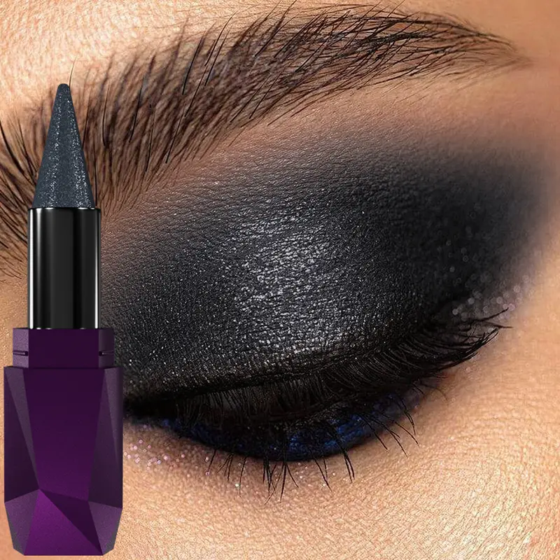 1PC batang pembayang mata logam hitam berkilauan pembayang mata bergemerlapan kalis air Solek Korea untuk kecantikan gincu kosmetik mata atau bibir