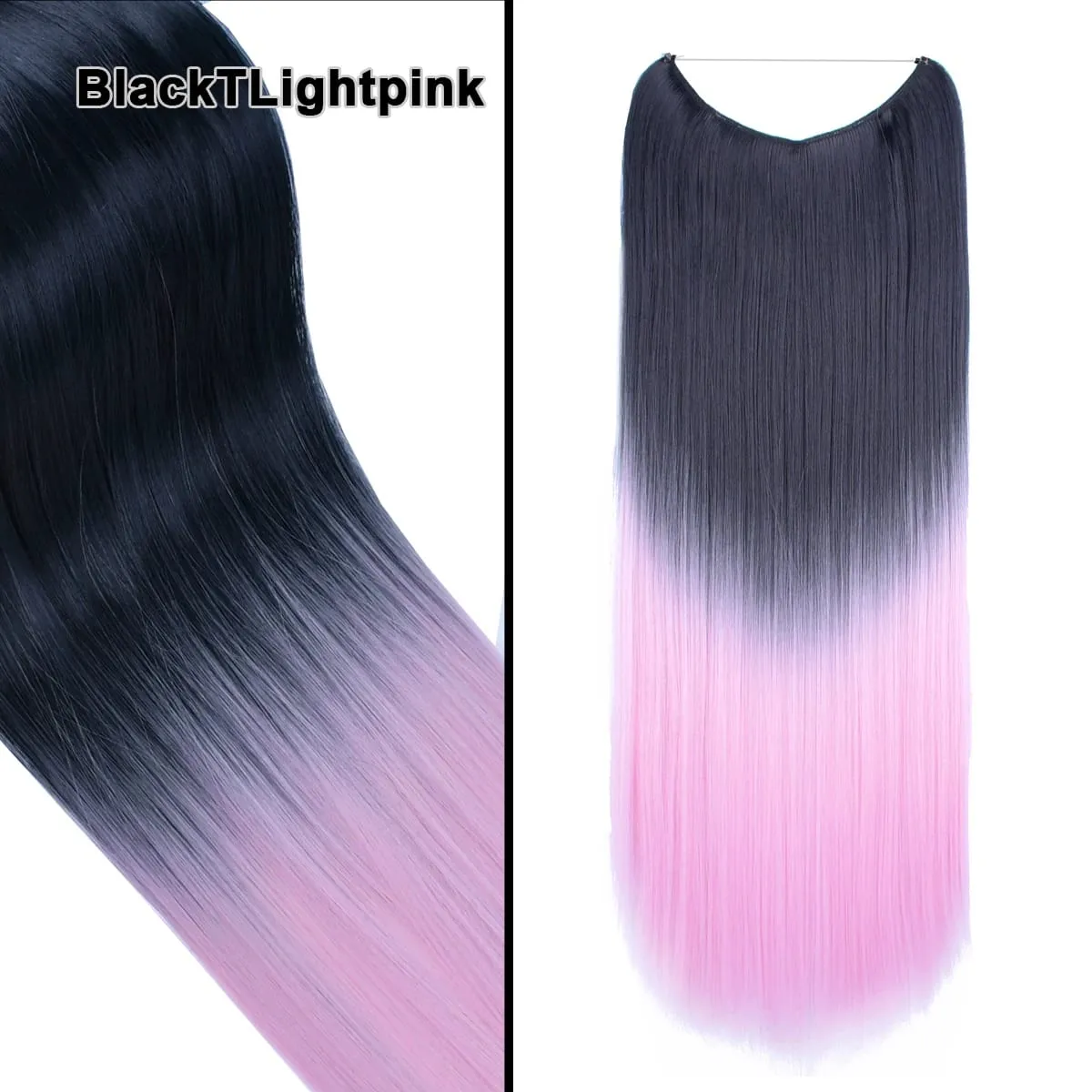 Jeedou Wavy Hair Extension Elasticity Invisible Wire Fish Line One Piece No Clips Synthetic Hairpieces Ombre Color For Ladies — image 34