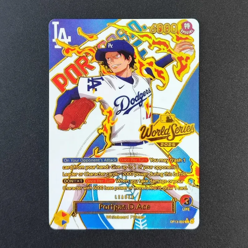 DIY OPCG ONE PIECE CARD Monkey.D.Luffy Ace (010) (Dodgers x ONE PIECE) EB02-010 One Piece โปรโมชั่นอะนิเมะการ์ดภาษาอังกฤษฟอยล์ — image 5