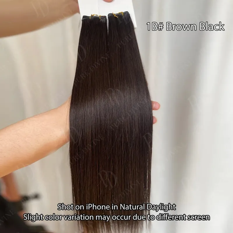 Hot Sale Genius Weft Human Hair Extensions 50g/pc Double Drawn Balayage Blonde Full End Invisible Straight Virgin Remy Hair 15A — image 8