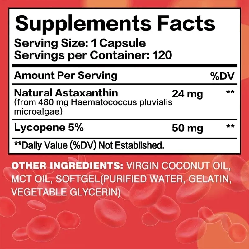 Astaxanthin + Lycopin-Kapseln – Antioxidans unterstützt das Sehvermögen des Herzens und die Gesundheit der Prostata verbessert die Immunität — image 2