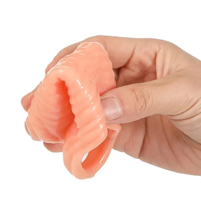 แหวนอวัยวะเพศชายชายสมจริงอวัยวะเพศชายExtender CockแขนขยายDelay Ejaculation CockแหวนReusable Sex Toy — image 4