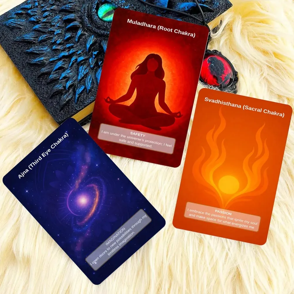 50 Card Deck περιλαμβάνει 1 Instructional Cards Chakra Intention Oracle Self-Connection & Energy Adjustment Practices — image 2