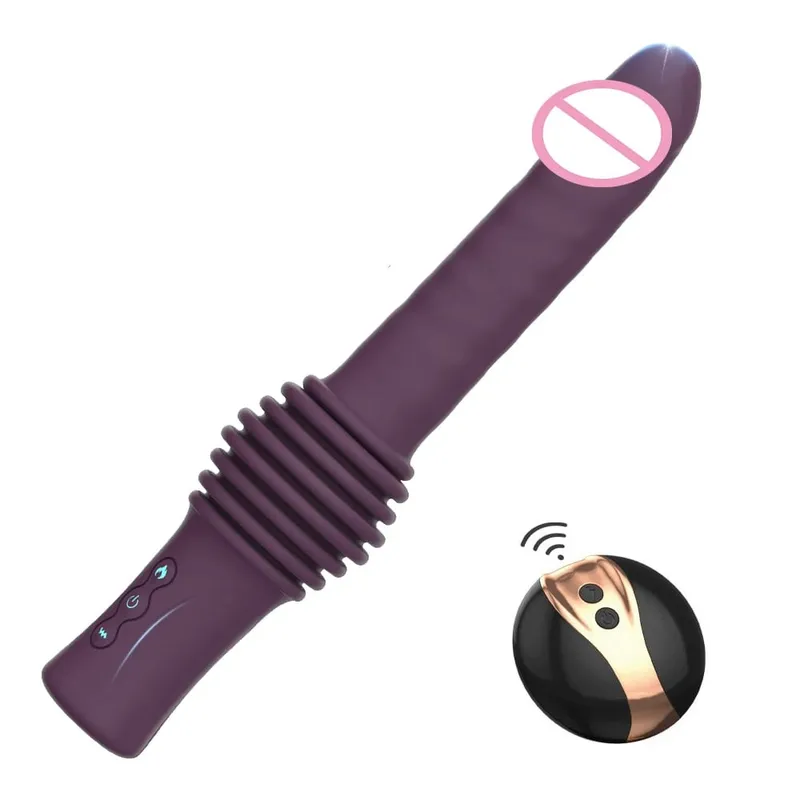 Telescopic Dildo Vibrator G Spot Clitoris Stimulator เครื่องนวดการสำเร็จความใคร่ Thrusting Retractable ช่องคลอดของเล่นของเล่นสำหรับผู้ใหญ่ผู้หญิง