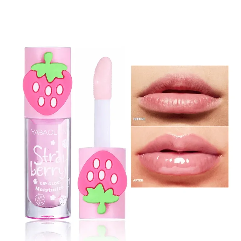 Süßes Lippenöl in Erdbeerform, süß, feuchtigkeitsspendend, praller, feuchtigkeitsspendend, nährend, klares Lippenöl, Reparatur trockener Lippen, Make-up-Lippe