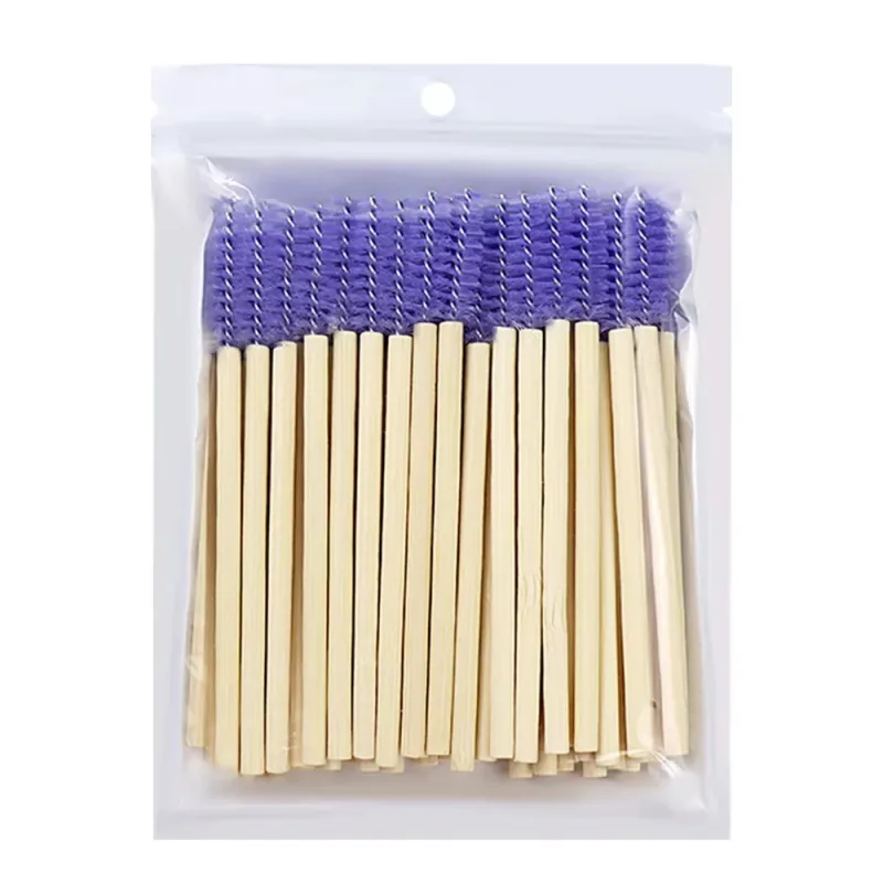 50 stk. Bambus håndtag øjenvippe børster Mascara tryllestave Applikator Øjenvipper Extension Brush Øjenbryn Spoolie Børster Makeup Tool