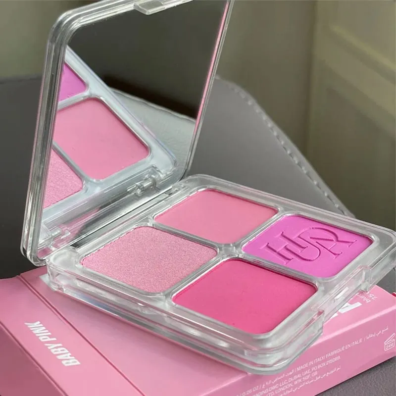 Penjualan Panas Gincu Cermin Bertindak Panjang Pelembap dan Berkhasiat Lip Gloss Matte 4 Color Powder Blusher Kosmetik — image 7