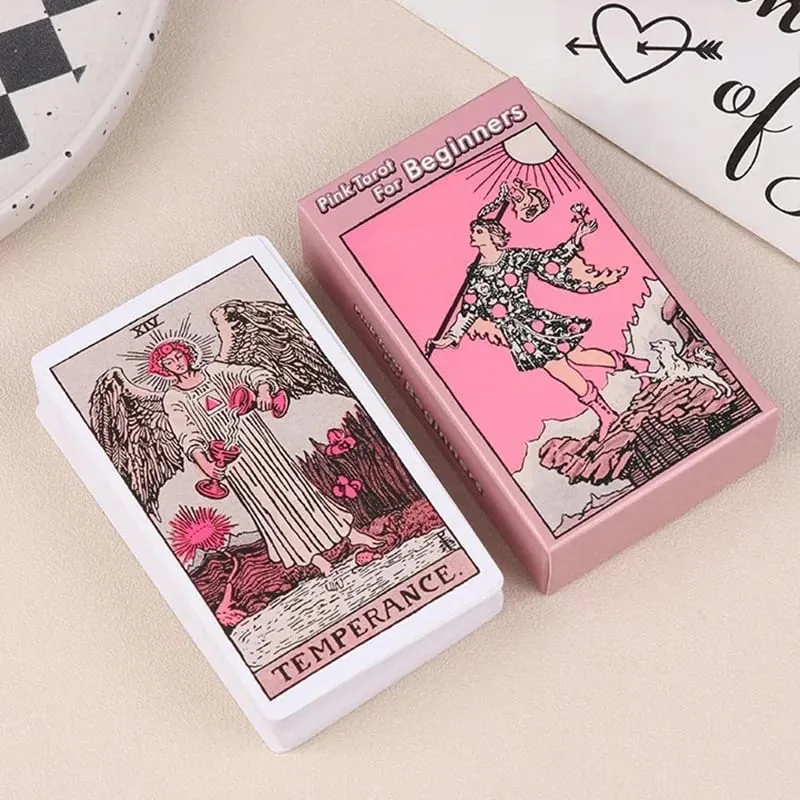 Pink Rider Waite ไพ่ทาโรต์ชุดดาดฟ้าสำหรับผู้เริ่มต้น Prophecy Divination Deck Family Party Board Fate การ์ด Fortune Telling เกม — image 1