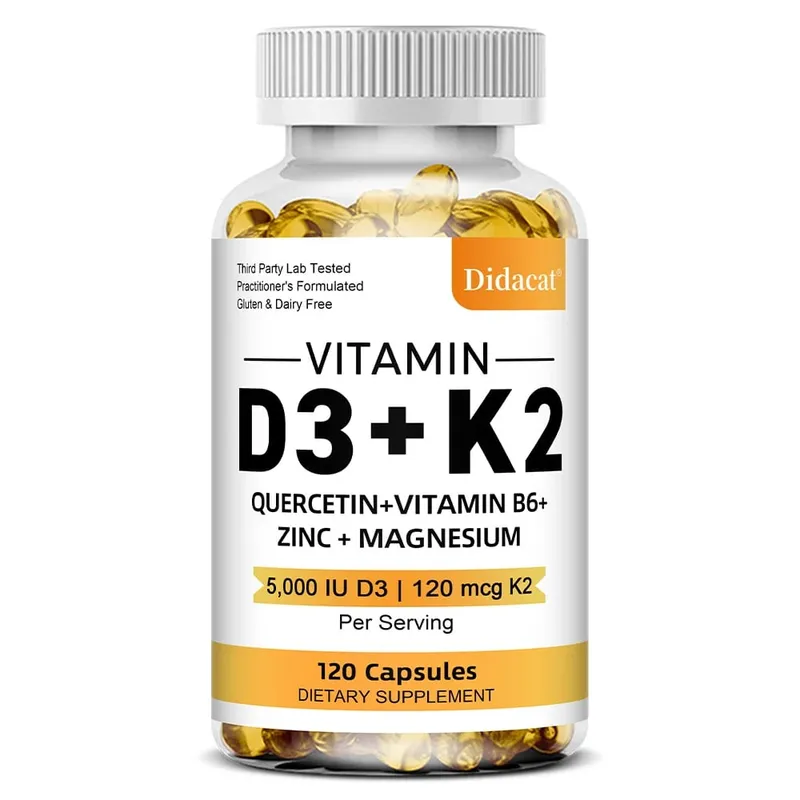 Integratore alimentare di vitamine D3 + K2 - Supporto per la salute delle ossa e del cuore Aiuta a regolare il metabolismo del calcio - 120 capsule molli — image 9