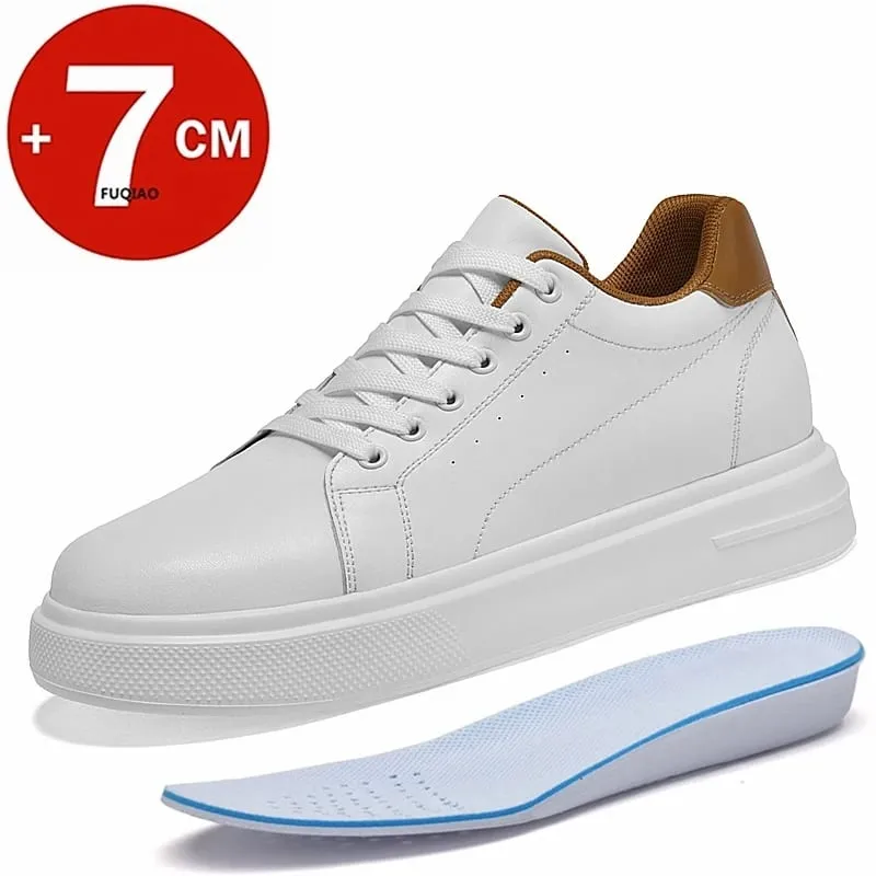 Modische PU-Leder-Aufzugsschuhe für Herren, 7 cm, unsichtbare Höhenerhöhung, weiße Turnschuhe für Damen, die lässige Sprots-Schuhe erhöhen — image 2