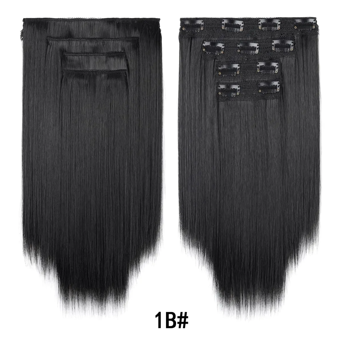 12 นิ้วตรงคลิปในส่วนขยายของผม 4 ชิ้น/เซ็ตเต็มหัวสั้นสังเคราะห์ Highlight Hair Extensions สำหรับผู้หญิง