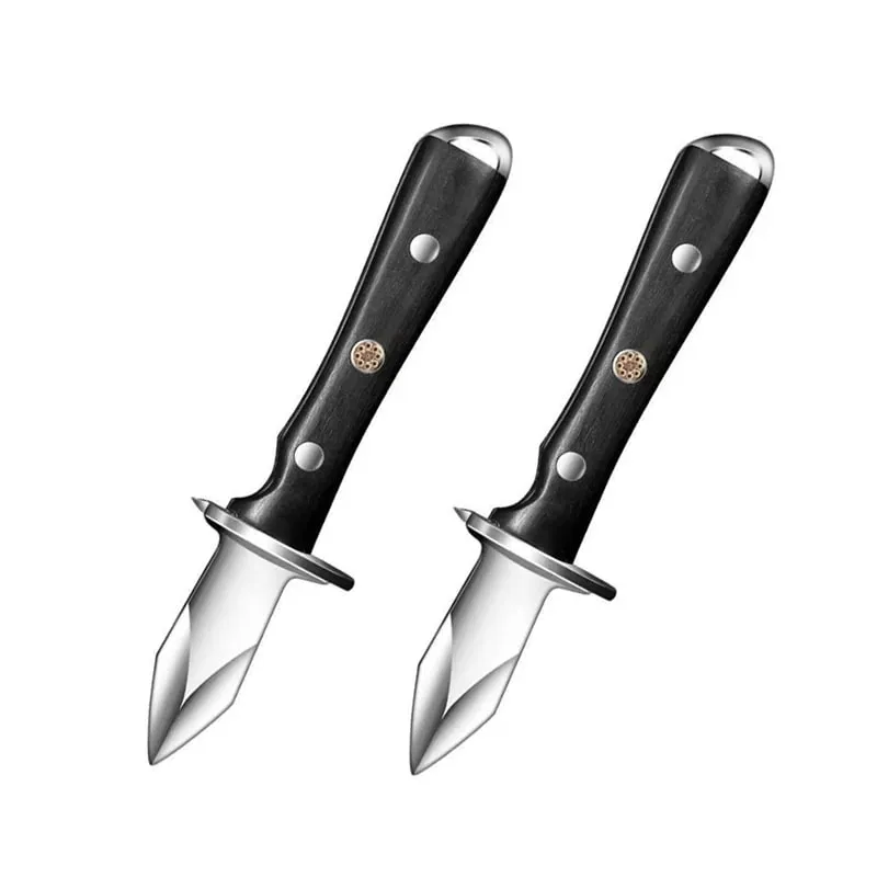 Coltello per ostriche in acciaio inossidabile in legno di colore nero Accessori per utensili da cucina Gadget apriscatole addensati di lusso leggeri — image 10