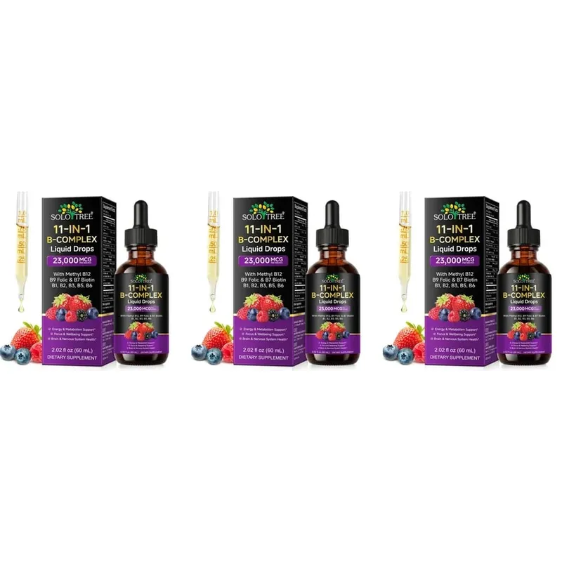 B-Complex Liquid Drops 11-in-1 Methyl B12 Folate Biotin For Energy Focus & Brain Nervous Support Formula Adult 60ml — image 10