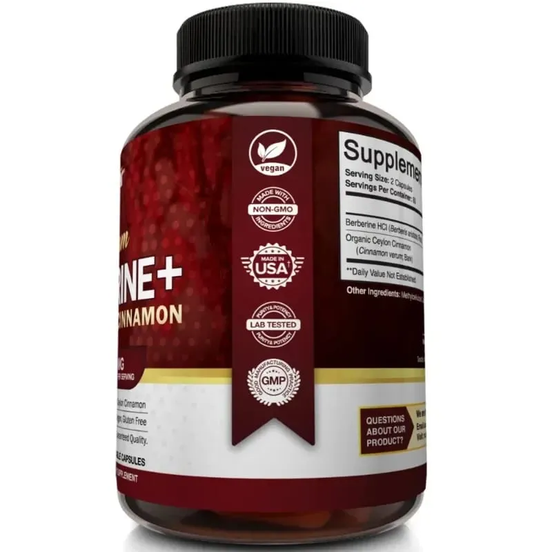 프리미엄 베르베린 HCl 1200mg - 실론 계피 보충제 - 포도당 대사 면역 체계 지원 건강한 체중 관리 — image 6