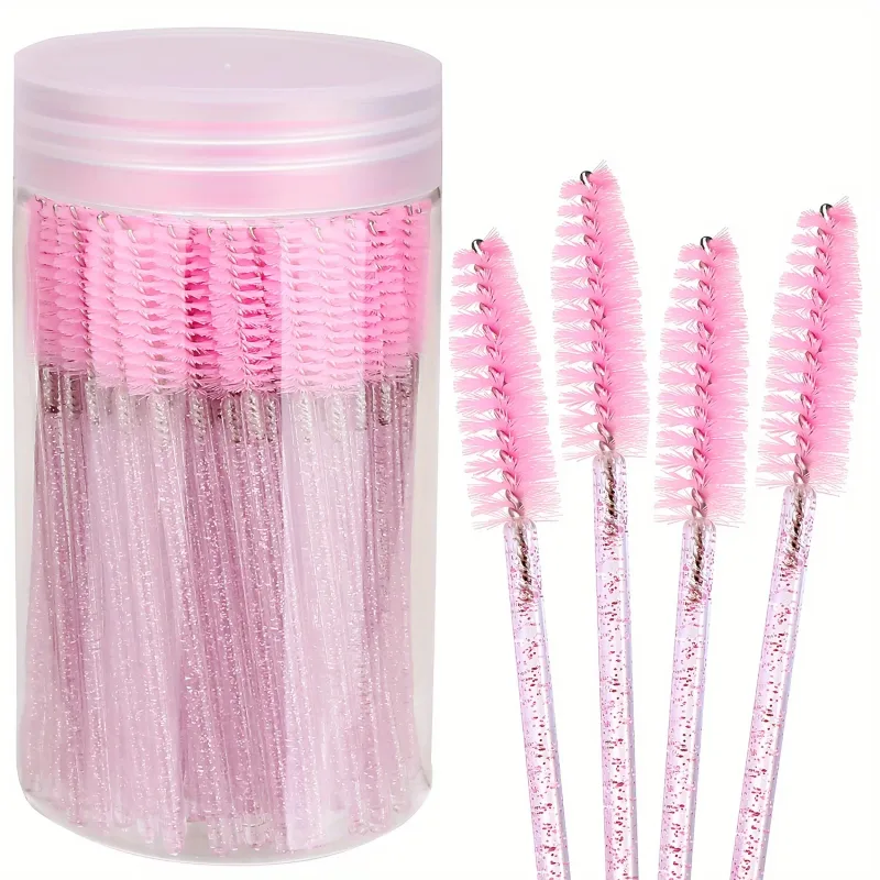 50pcs Disposable Mascara Wand Eyelash Brush Crystal Eyebrow Shaper Brush For Eyelash Extension Makeup Brushes Applicators