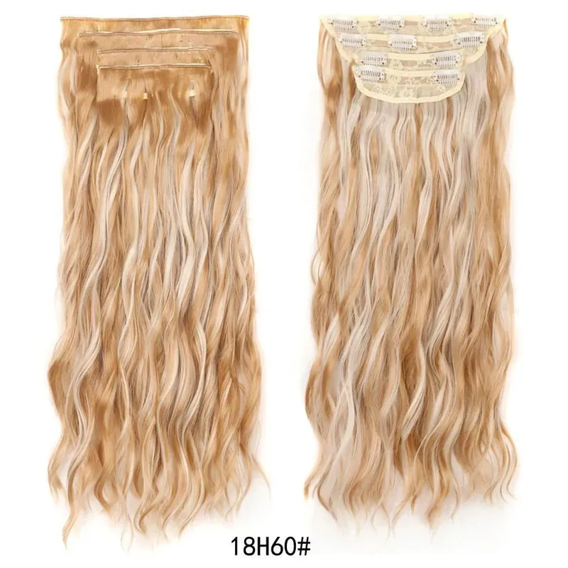 Jeedou pince dans les Extensions de cheveux 4 pièce/ensemble synthétique longs ondulés cheveux épais rebondissant bouclés pleine tête postiche aspect naturel — image 12