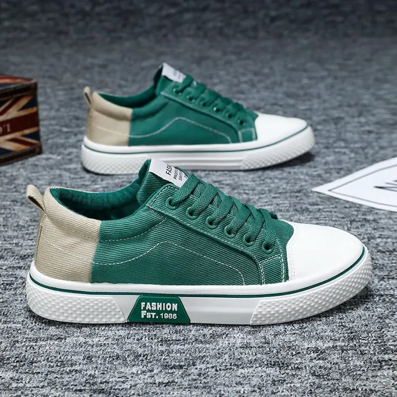 Kasut Kanvas Diblokir Warna Lelaki Sneakers Rendah Atasan Bernafas Kasut Kasual Serbaguna Sejuk dan Bernafas Tanpa Menyebabkan Kaki Tersumbat Tapak Lembut Tidak Licin dan Tahan Haus — image 3
