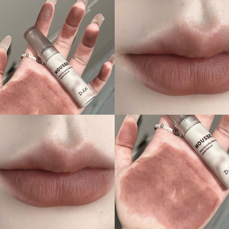 고딕 매트 블랙 립스틱 방수 무스 립 머드 누드 브라운 립스틱 다크 퍼플 펑크 립 글로스 메이크업 스틱 립 색조 — image 7