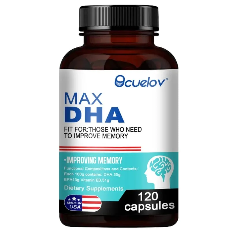 Bcuelov MAX DHA-verbessert das Gedächtnis, schützt das Sehvermögen, die Intelligenz, aktiviert die Gehirnzellen und verbessert die Gehirnermüdung. Nahrungsergänzungsmittel