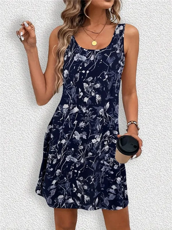 Fashion Leopard And Floral Pattern Women Mini Dresses Summer Sleeveless 3D Printed Street Ladies Dress 3XL Big Size Casual Dress